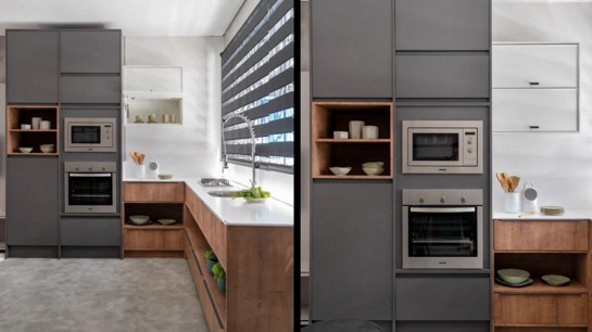 O projeto assinado pela Criare Persone Bento Gonçalves aposta em um mix de padrões. No detalhe, eletrodomésticos embutidos que facilitam o dia a dia. Fotos: Roberta Gewehr